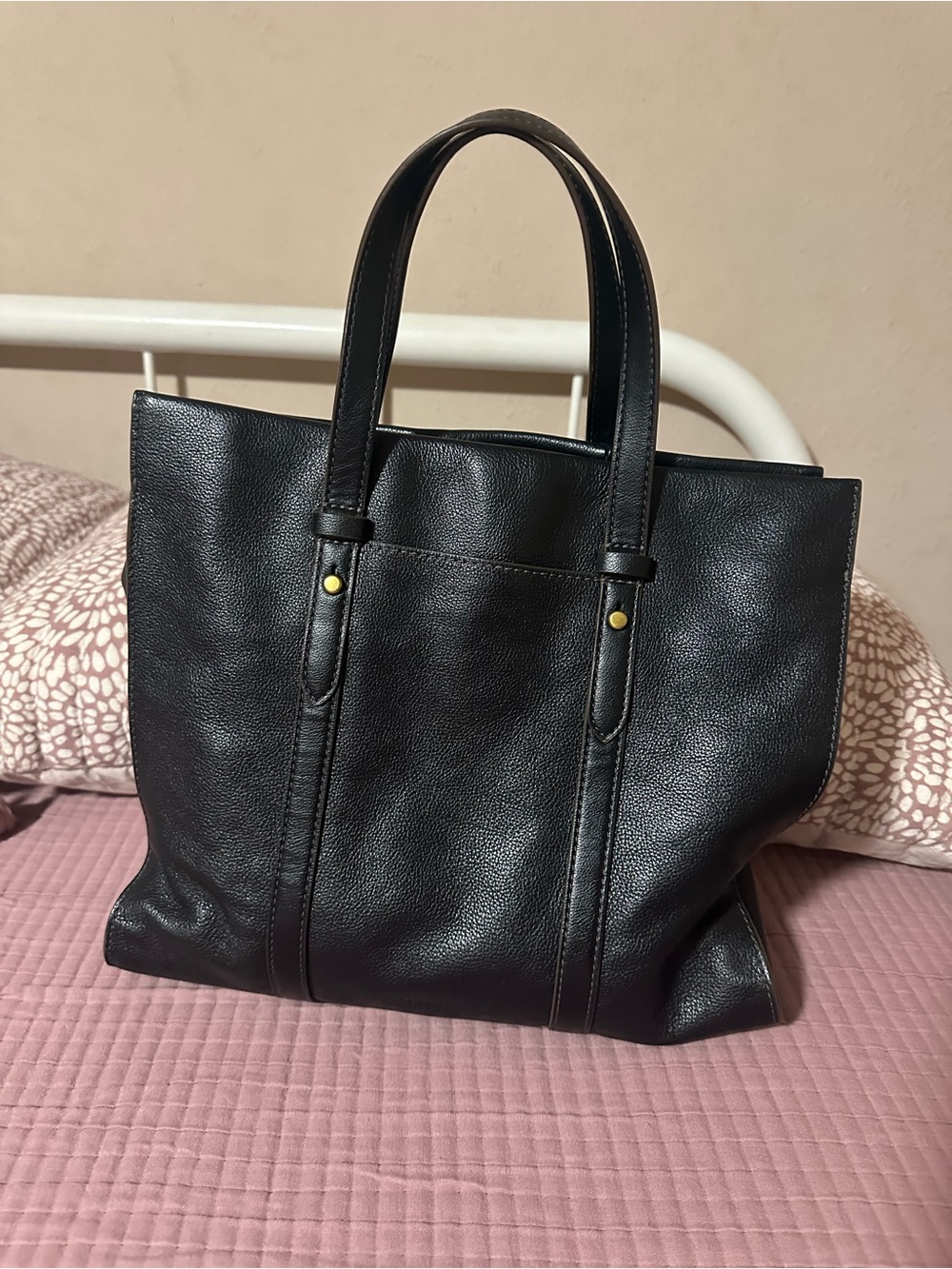 Fossil Black Leather Shoulder Tote
